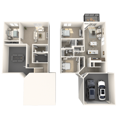 3 bedroom floor plan at Bayview of Traverse City, MI apartments